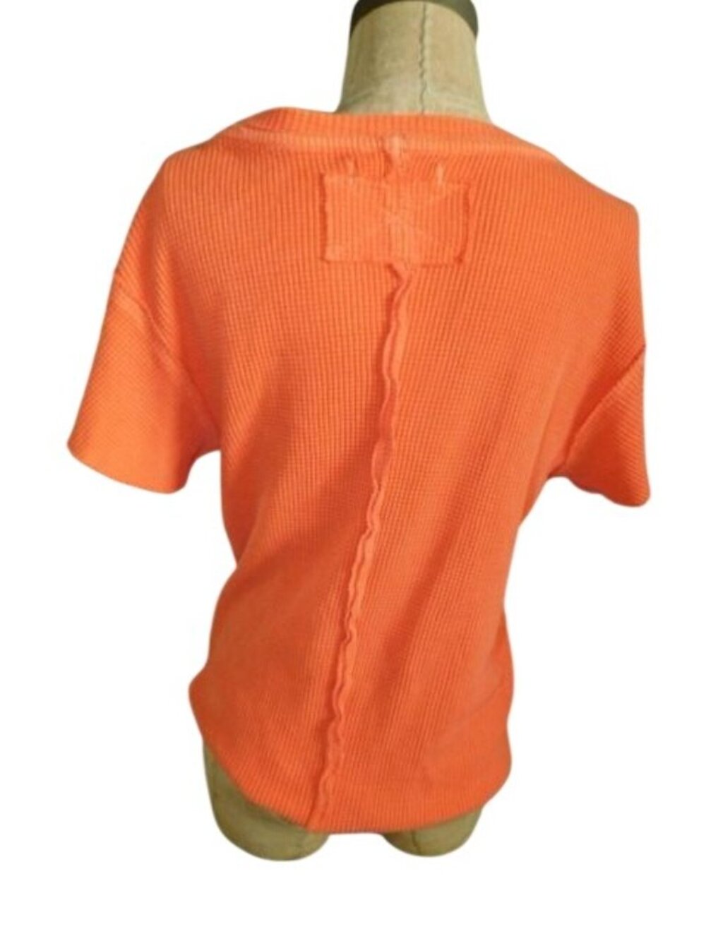 We The Free Size XL Orange Waffle Knit Cropped Back Seam Top - Picture 3 of 3